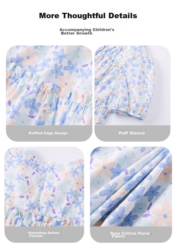 CHANZUIGOU Girls' Floral Doll Collar Shirt 2026 Summer New Pure Cotton Sweet Shirt 13